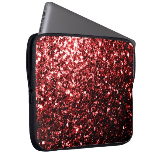 Dunkle rote Imitate Glitzer Glitzern Glamour Laptopschutzhülle (Vorne Rechts)