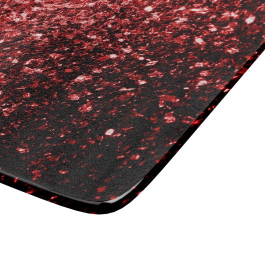 Dunkle rote Imitate Glitzer Glitzern Glamour Schneidebrett (Ecke)