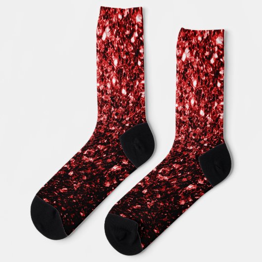Dunkle rote Imitate Glitzer Glitzern Glamour Socken (Linkes Detail)