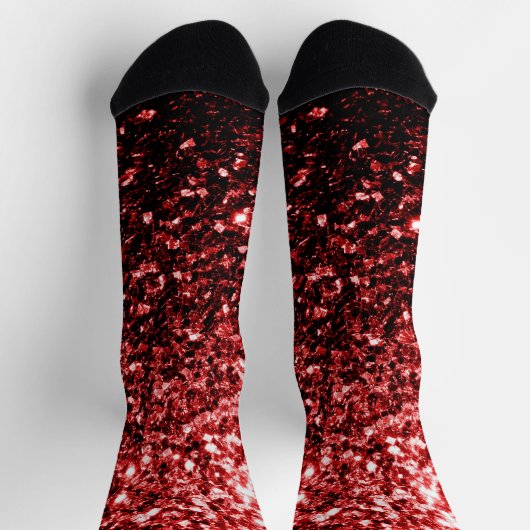 Dunkle rote Imitate Glitzer Glitzern Glamour Socken (Oben)