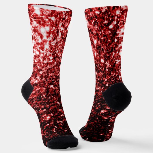 Dunkle rote Imitate Glitzer Glitzern Glamour Socken (Gewinkelt)