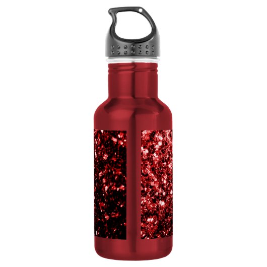 Dunkle rote Imitate Glitzer Glitzern Glamour Trinkflasche (Rückseite)