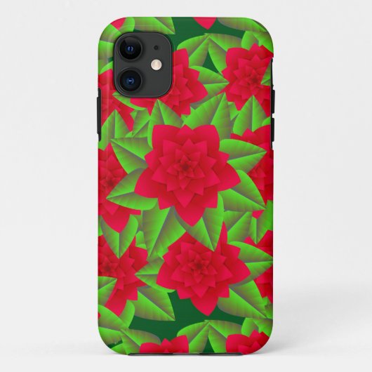 Dunkle rote Kamelien und grüne Blätter Case-Mate iPhone Hülle (Rückseite)