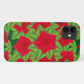 Dunkle rote Kamelien und grüne Blätter Case-Mate iPhone Hülle (Rückseite (Horizontal))