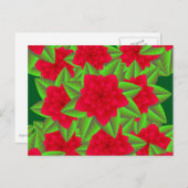 Dunkle rote Kamelien und grüne Blätter Postkarte (Vorne/Hinten)