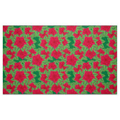 Dunkle rote Kamelien und grüne Blätter Stoff (Fat Quarter (45,7 x 55,9 cm))