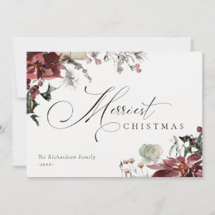 Dunkle rote Poinsettie-Blumen-Weihnachten  Feiertagskarte