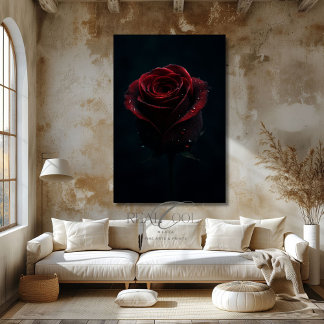 Dunkle rote Rose elegante Naturfotografie Kunst Leinwanddruck