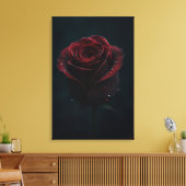 Dunkle Rote Rose Elegante Naturfotografie Leinwanddruck (Insitu (Wohnzimmer))