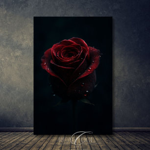 Dunkle Rote Rose Elegante Naturfotografie Poster