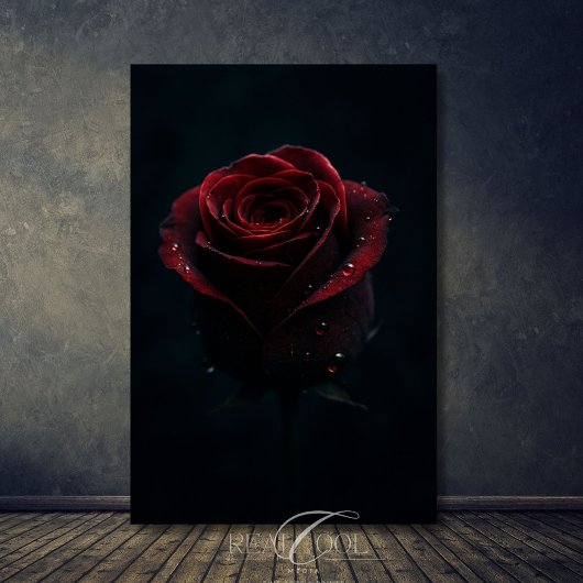 Dunkle Rote Rose Elegante Naturfotografie Poster