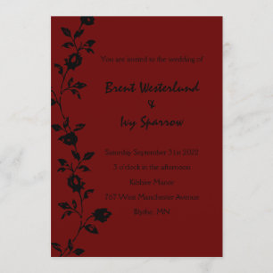 Dunkle Rote Rose Gotische Hochzeitseinladungen Einladung