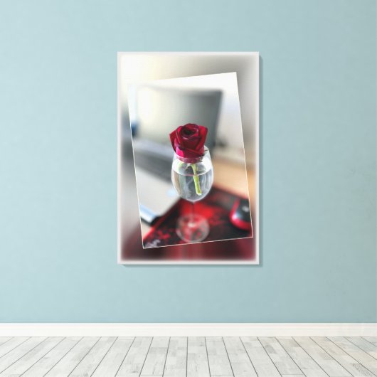 Dunkle rote Rose Leinwanddruck (Insitu (Holzboden))