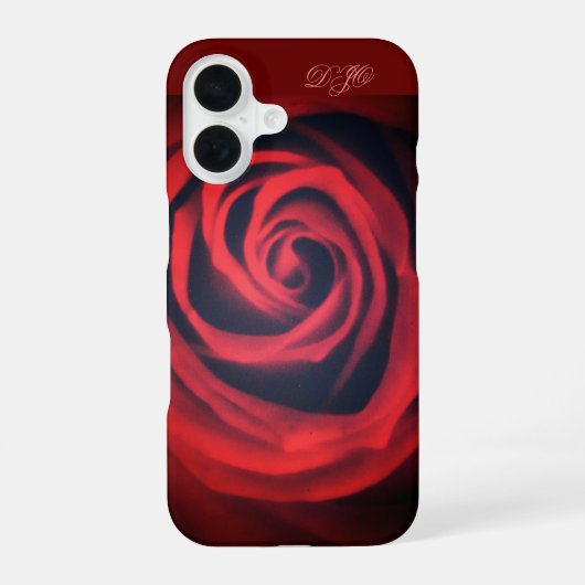 Dunkle Rote Rose Nah iPhone 16 Hülle (Rückseite)
