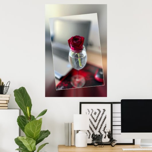 Dunkle rote Rose Poster (Heimbüro)