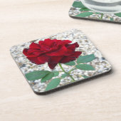 Dunkle Rote Rose Untersetzer (Linke Seite)