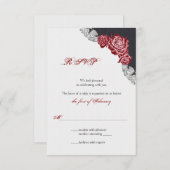 Dunkle Rote Rose Wedding RSVP Card (Vorne/Hinten)