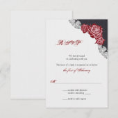 Dunkle Rote Rose Wedding RSVP Card Karte (Vorne/Hinten)