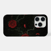 Dunkle rote Rosen Dornen Gothic-Muster iPhone Hülle (Rückseite (Horizontal))