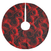 Dunkle Rote Rosen für Sie Polyester Weihnachtsbaumdecke (Vorderseite)