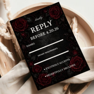 Dunkle rote Rosen Gast RSVP Karte