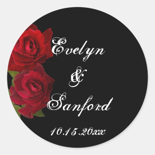 Dunkle rote Rosen, gotische Gastgeschenk Hochzeit Runder Aufkleber (Vorderseite)