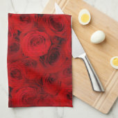 Dunkle Rote Rosen Kunst Küchentücher (Viertel Falte)