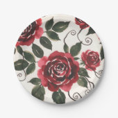 Dunkle rote Rosen-Papierplatte Pappteller (Vorderseite)