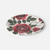 Dunkle rote Rosen-Papierplatte Pappteller (Schrägansicht)