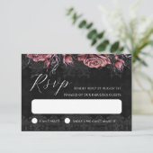Dunkle Rote Rosen Romantische Viktorianisch-Gotisc RSVP Karte (Stehend Vorderseite)