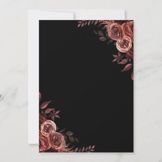 Dunkle Rote Rosen, String Lights Black 30. Geburts Einladung (Rückseite)