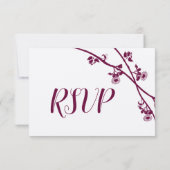 Dunkle rote Violet Lila Wildblume Hochzeit RSVP Karte (Rückseite)