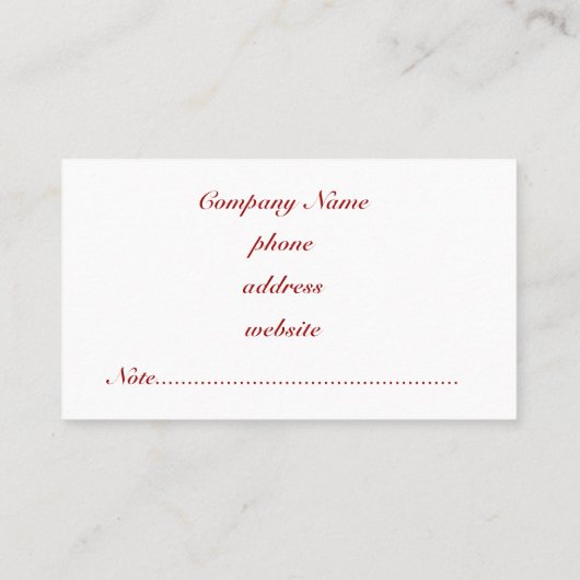 Dunkle rote Visitenkarten Visitenkarte (Rückseite)