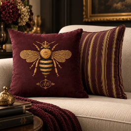 Dunkle Royal-Biene Dark Romance | Burgund & Gold F Kissen