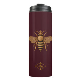 Dunkle Royal-Biene Romance | Burgund & Gold Franzö Thermosbecher