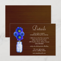 Dunkle Rustikal Blue Floral Mason Jar Wedding Deta