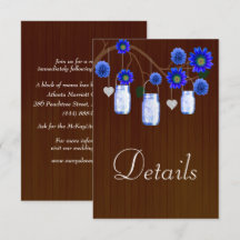 Dunkle Rustikal Blue Floral Mason Jars Hochzeitdet
