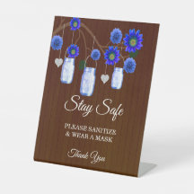 Dunkle rustikale blaue Flora Mason Jar Hochzeitsic