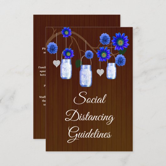 Dunkle rustikale blauflorale Masken JAR Sicherheit Begleitkarte (Vorne/Hinten)