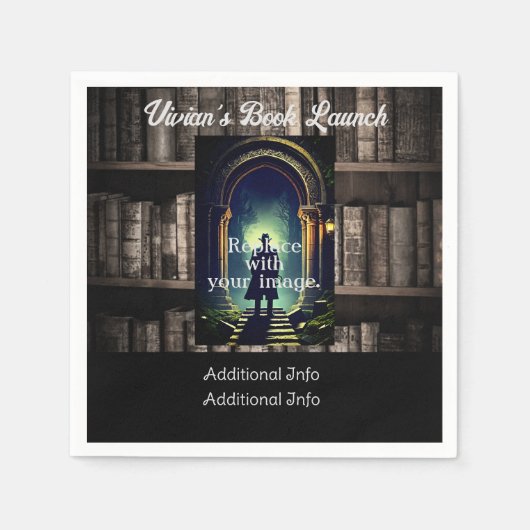 Dunkle Rustikale Bücherregale Hintergrund Serviette (Vorderseite)