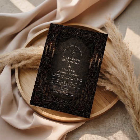 Dunkle Rustikale Country-Goth-Hochzeit Einladung