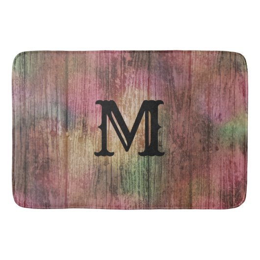 Dunkle Rustikale Cranberry und Sage Boho Muster Badematte (Vorderseite)