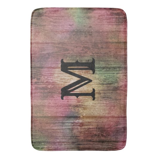 Dunkle Rustikale Cranberry und Sage Boho Muster Badematte (Vorderseite Vertikal)