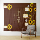 Dunkle rustikale gelbe Blumenmason Jar Foto Hinter Wandteppich (Beispiel (Horizontal))