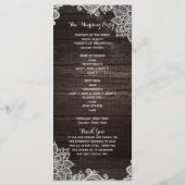 Dunkle rustikale Holz- und Spitzen-Hochzeitsprogra Programm (Rückseite)