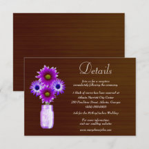 Dunkle Rustikale Lila Blumenmason Jar Hochzeitdeta