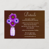 Dunkle Rustikale Lila Blumenmason Jar Hochzeitdeta Begleitkarte (Vorderseite)