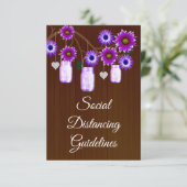 Dunkle rustikale Lila Blumenmason Jar Sicherheitsm Begleitkarte (Stehend Vorderseite)