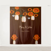 Dunkle Rustikale Orangefarbene Mason Jar Foto Hint Wandteppich (Vorderseite)