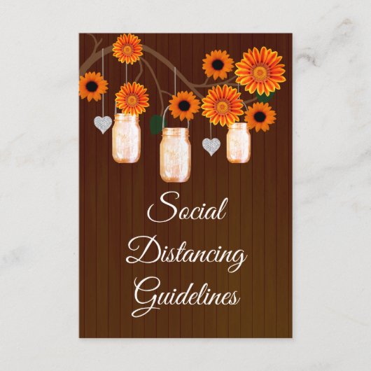 Dunkle rustikale Orangefarbene Mason Jar Sicherhei Begleitkarte (Vorderseite)